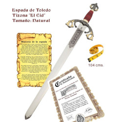 Metopa de dos apellidos con espada Tizona