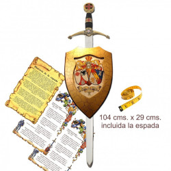 Metopa de dos apellidos con espada templaria