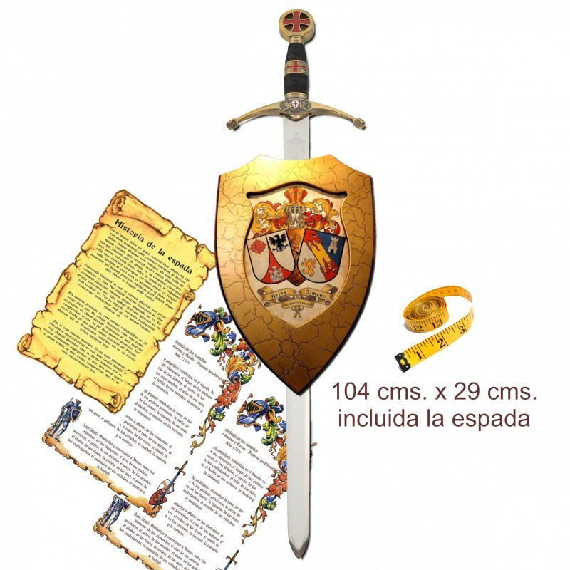 Metopa de dos apellidos con espada templaria